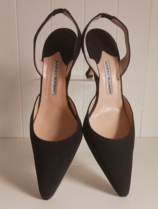Manolo Blahnik Shoes - MANOLO BLAHNIK BLK FABRIC SLING BACK SHOES